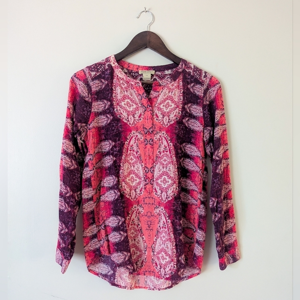 Lucky Brand Pink Western Button-up Blouse